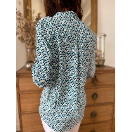 Chemise motifs bleue
