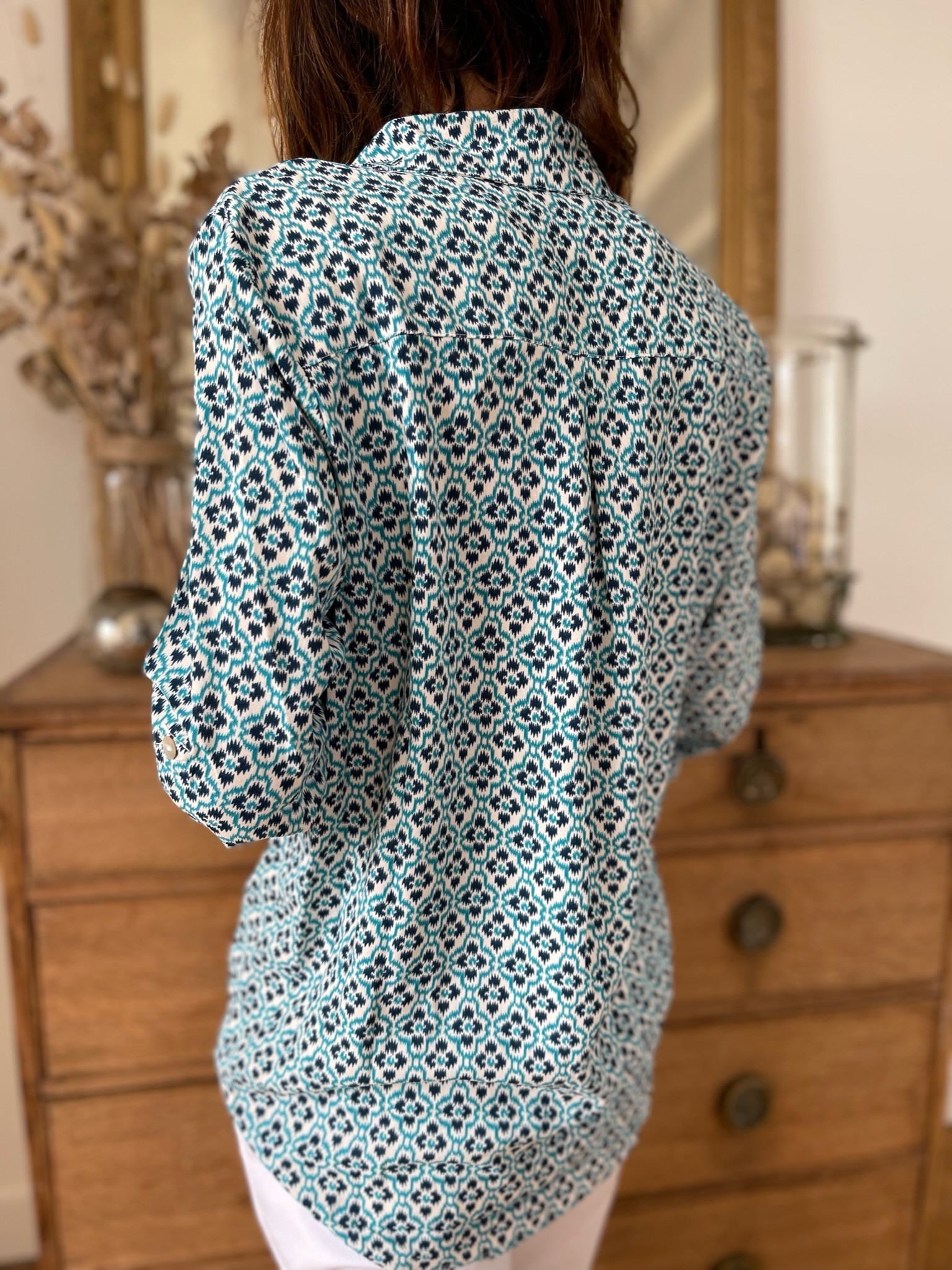 Chemise motifs bleue