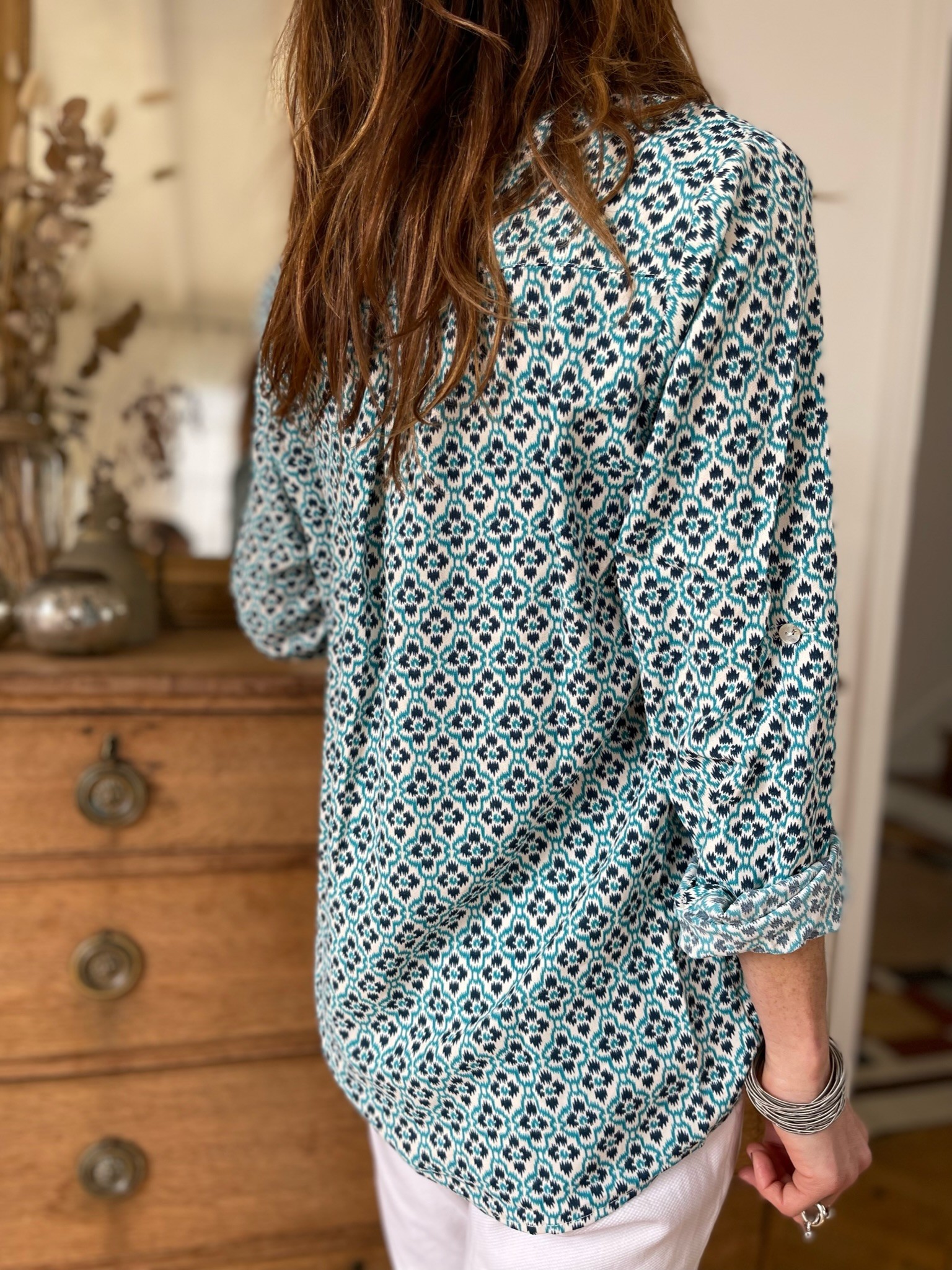 Chemise motifs bleue