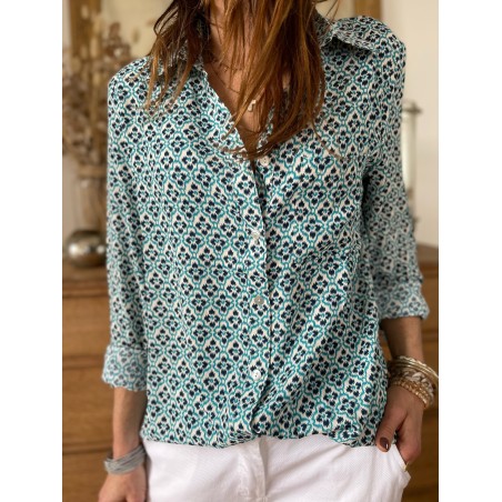 Chemise motifs bleue
