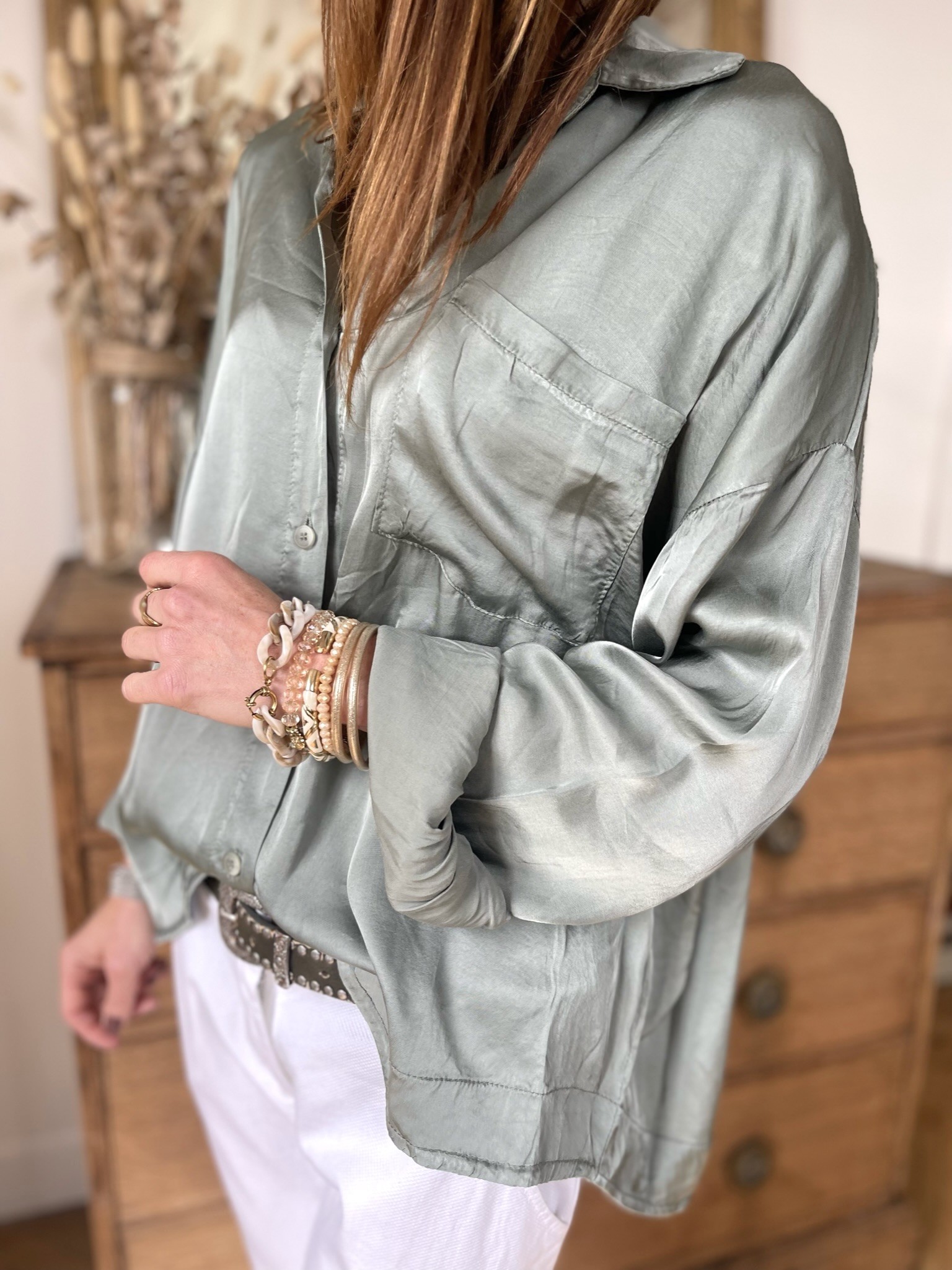 Chemise fluide kaki