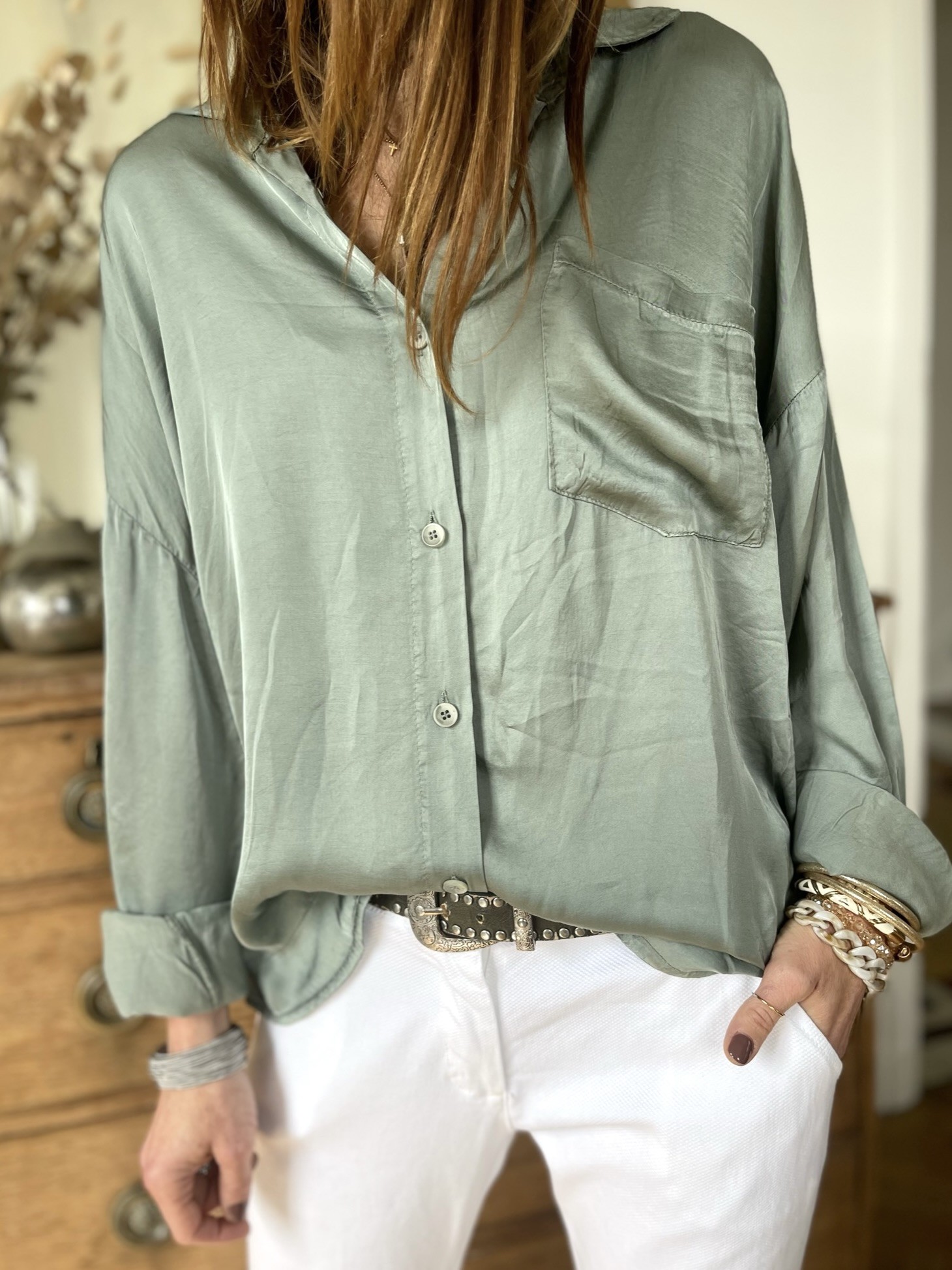 Chemise fluide kaki