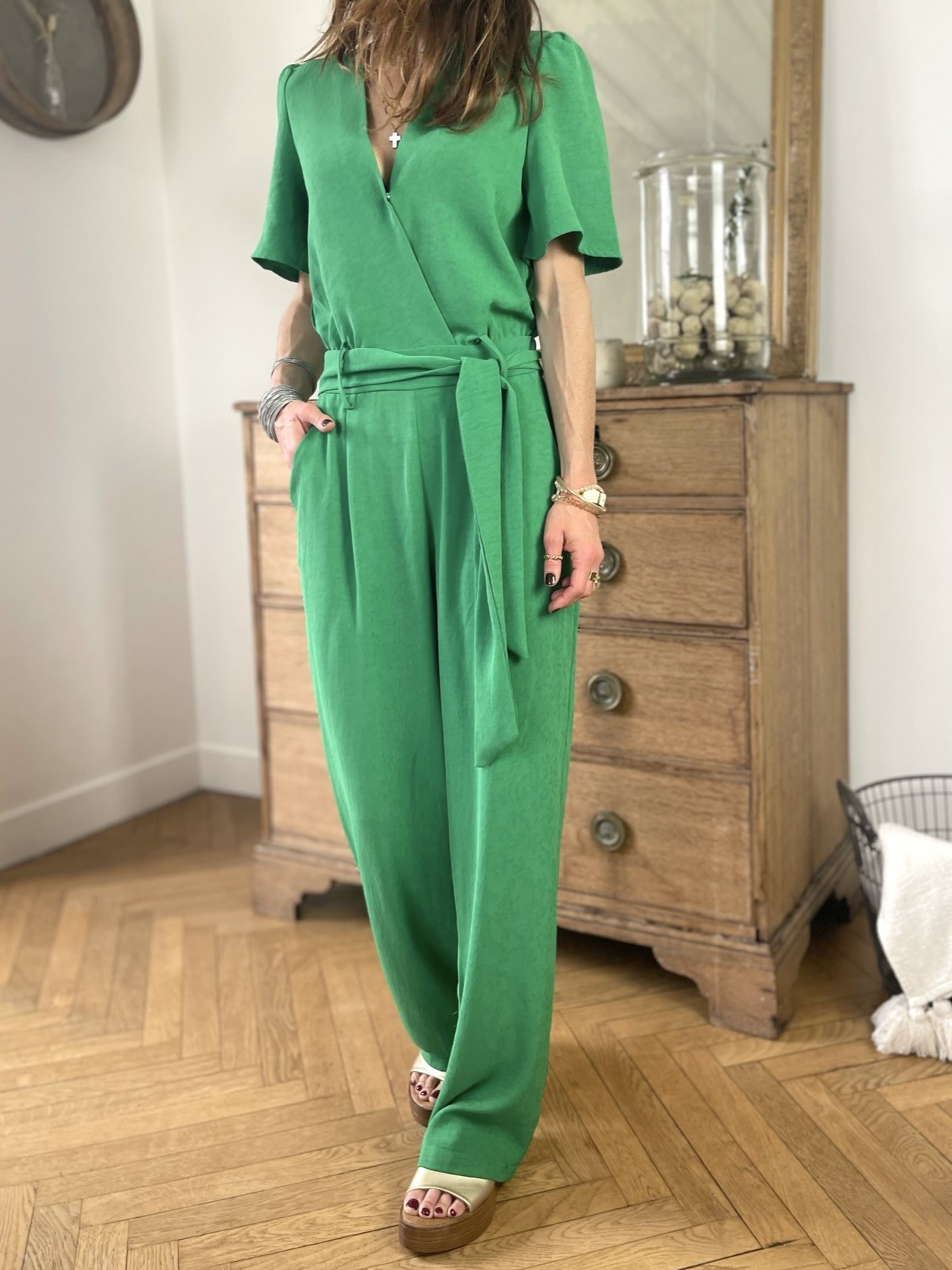 Combi-pantalon verte