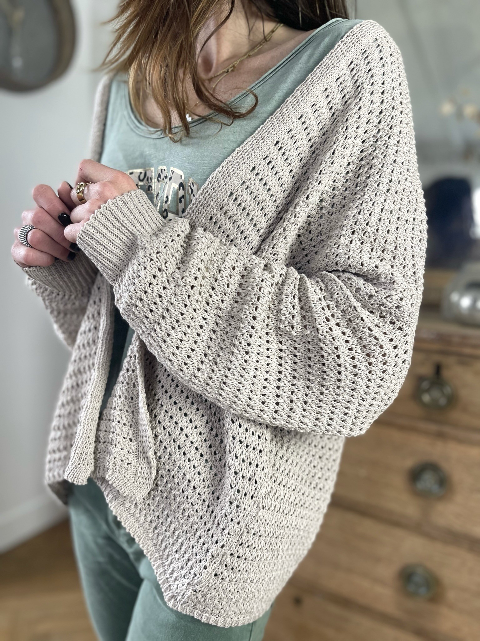 Gilet maille beige