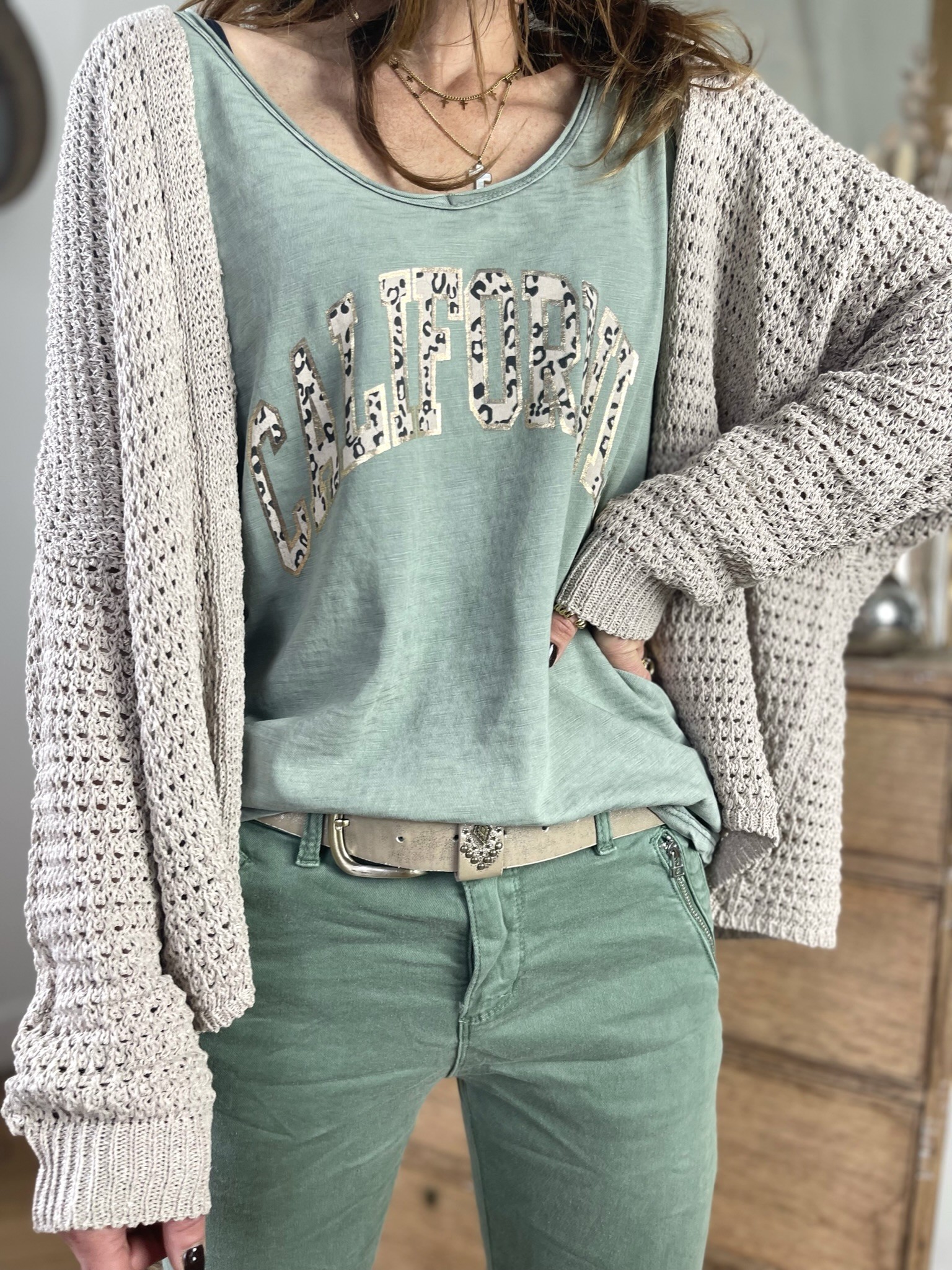 Gilet maille beige