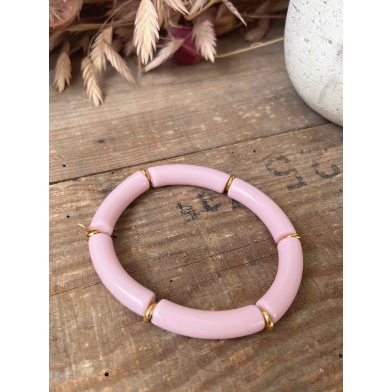 ☆ Bracelet élastique perle rose poudré - Style bohème chic