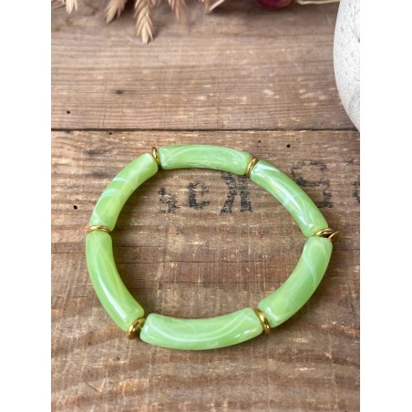 Bracelet tubes vert pomme