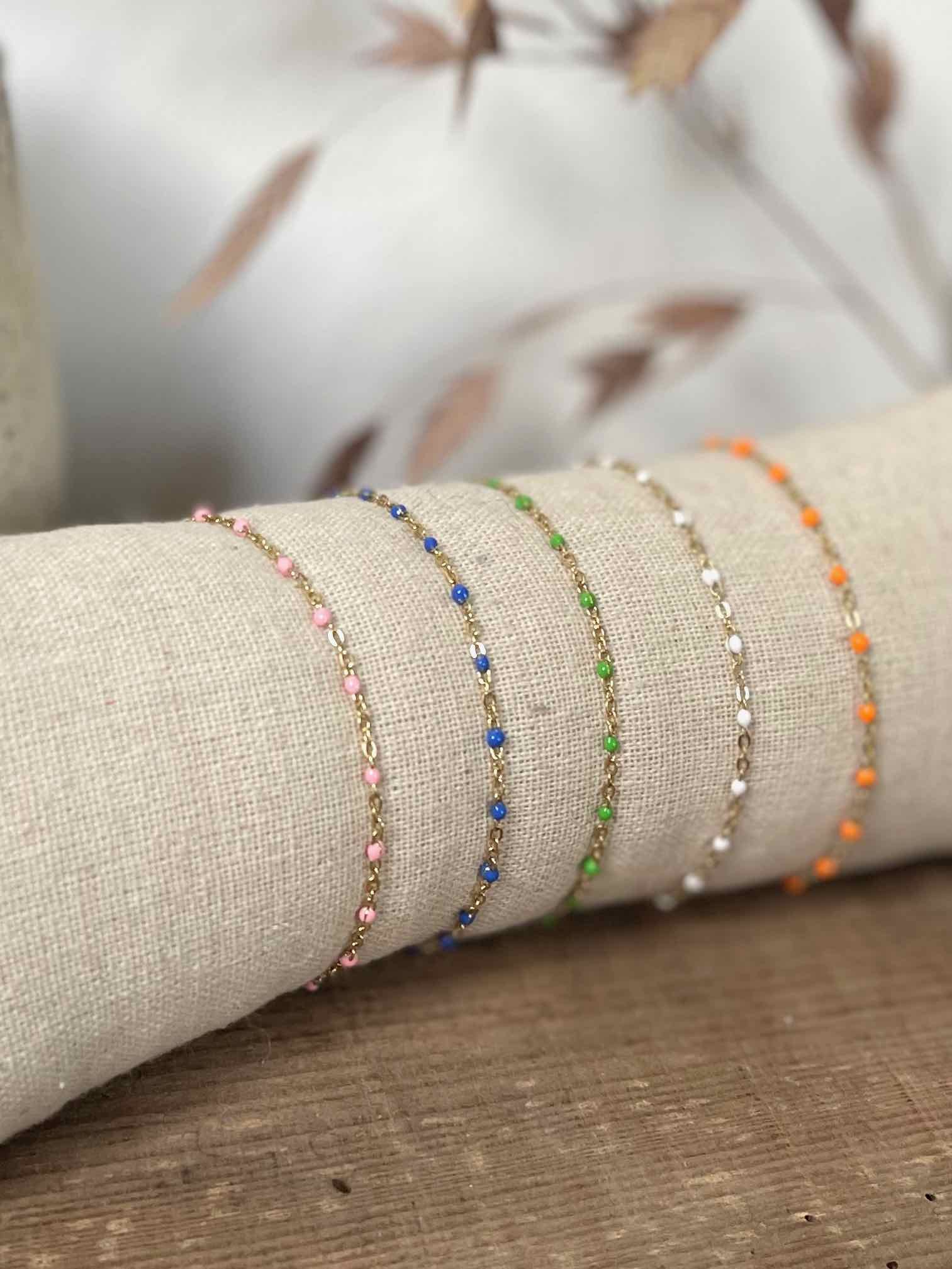 Bracelet fin perles rose