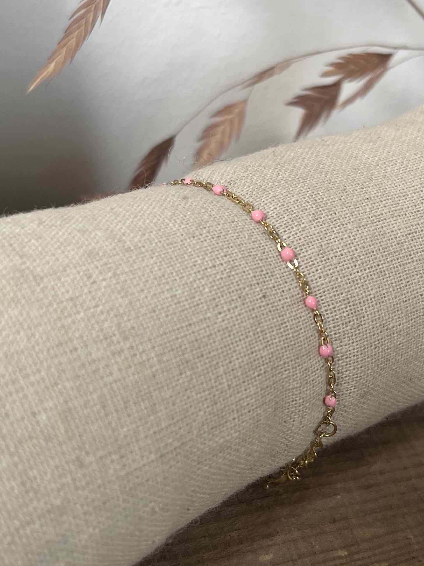 Bracelet fin perles rose