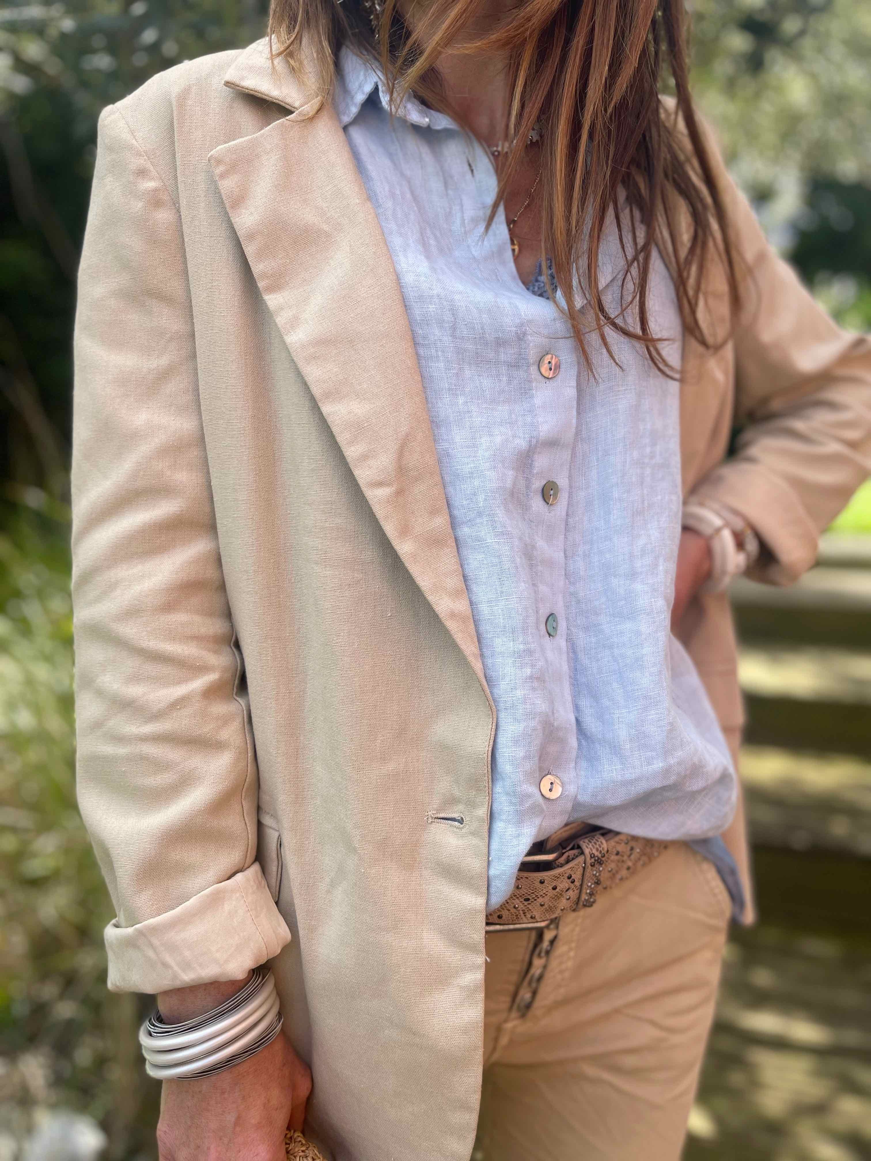 Blazer style lin camel clair