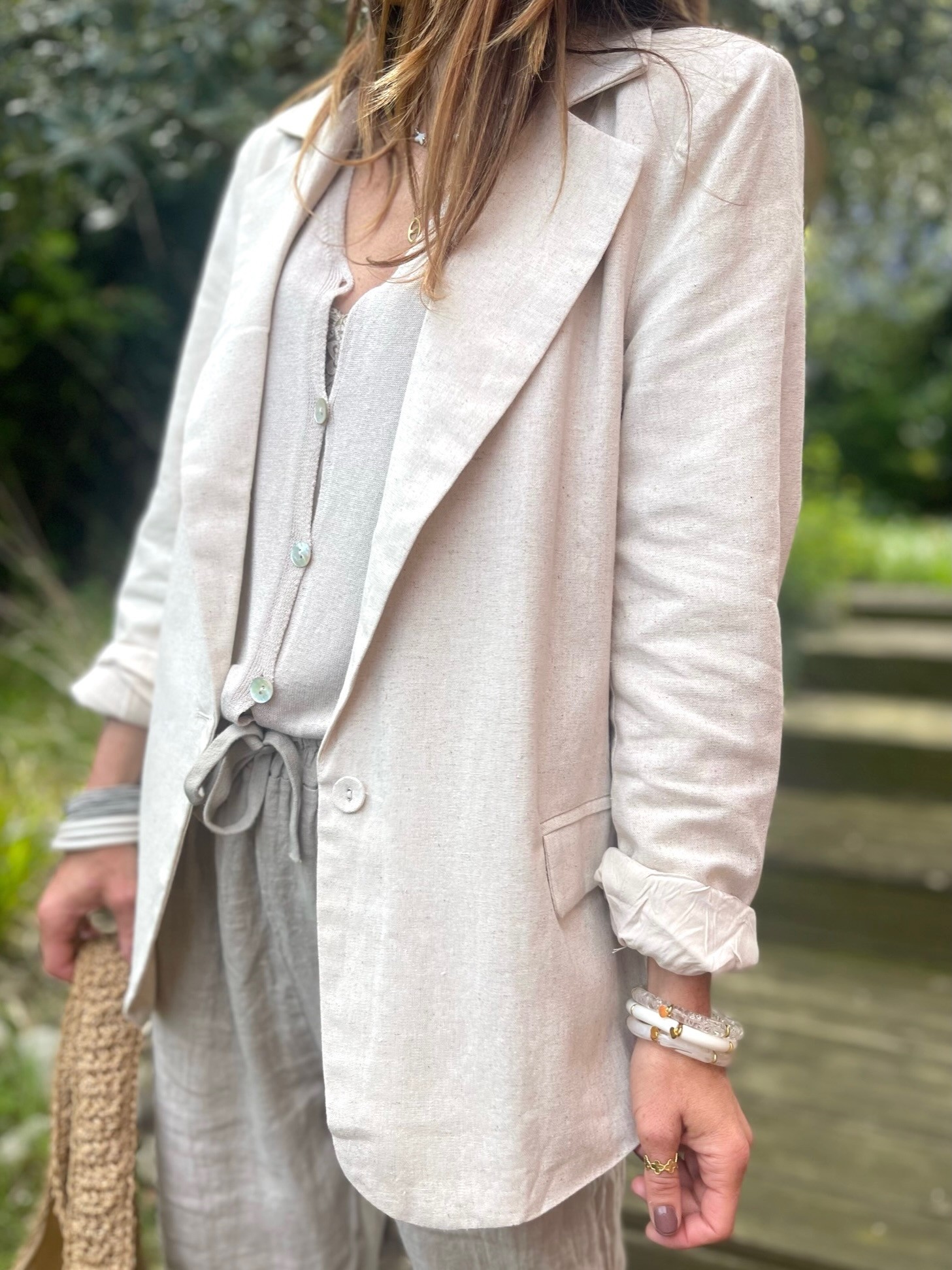 Blazer style lin beige