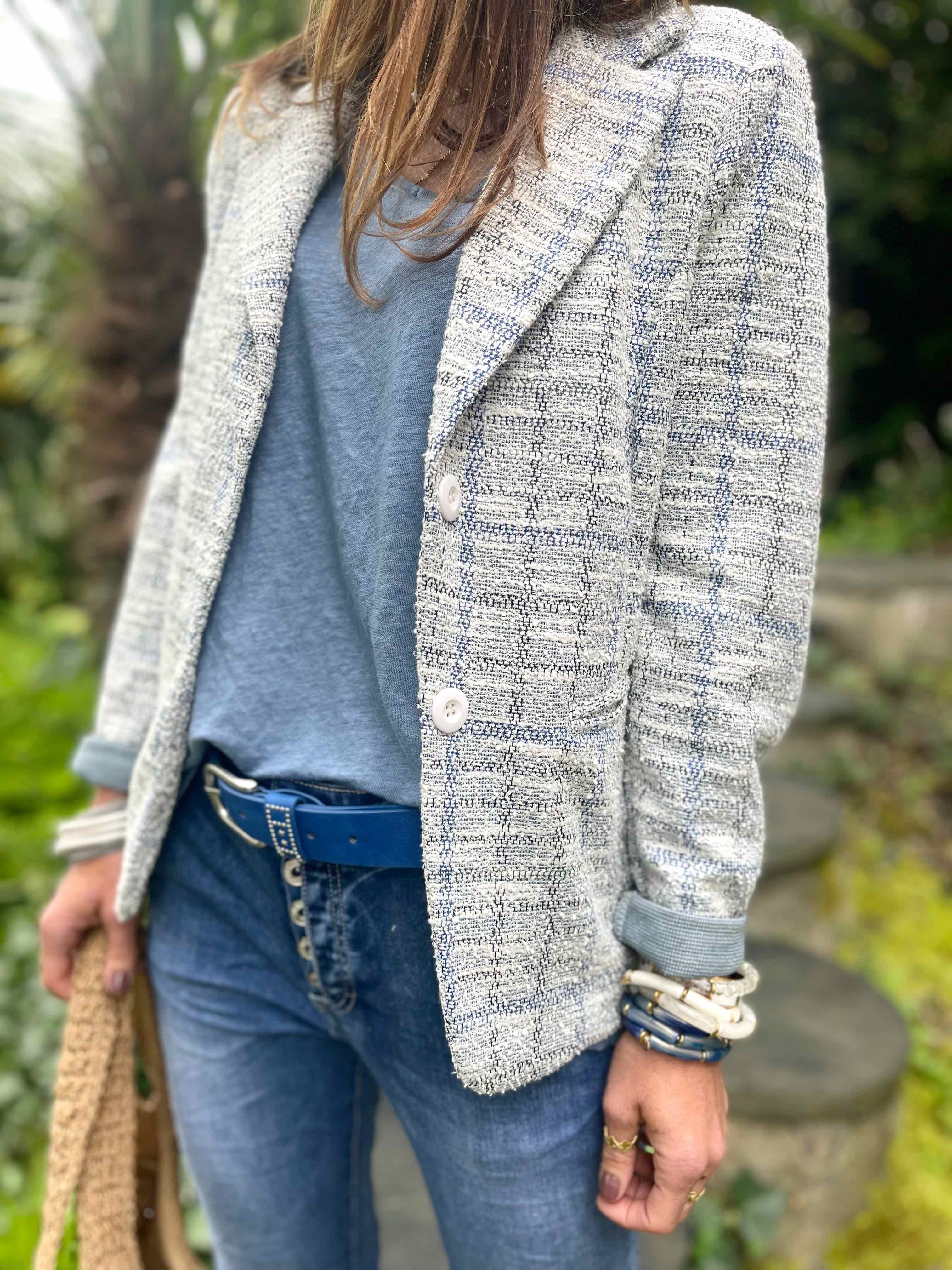 Blazer tweed bleu