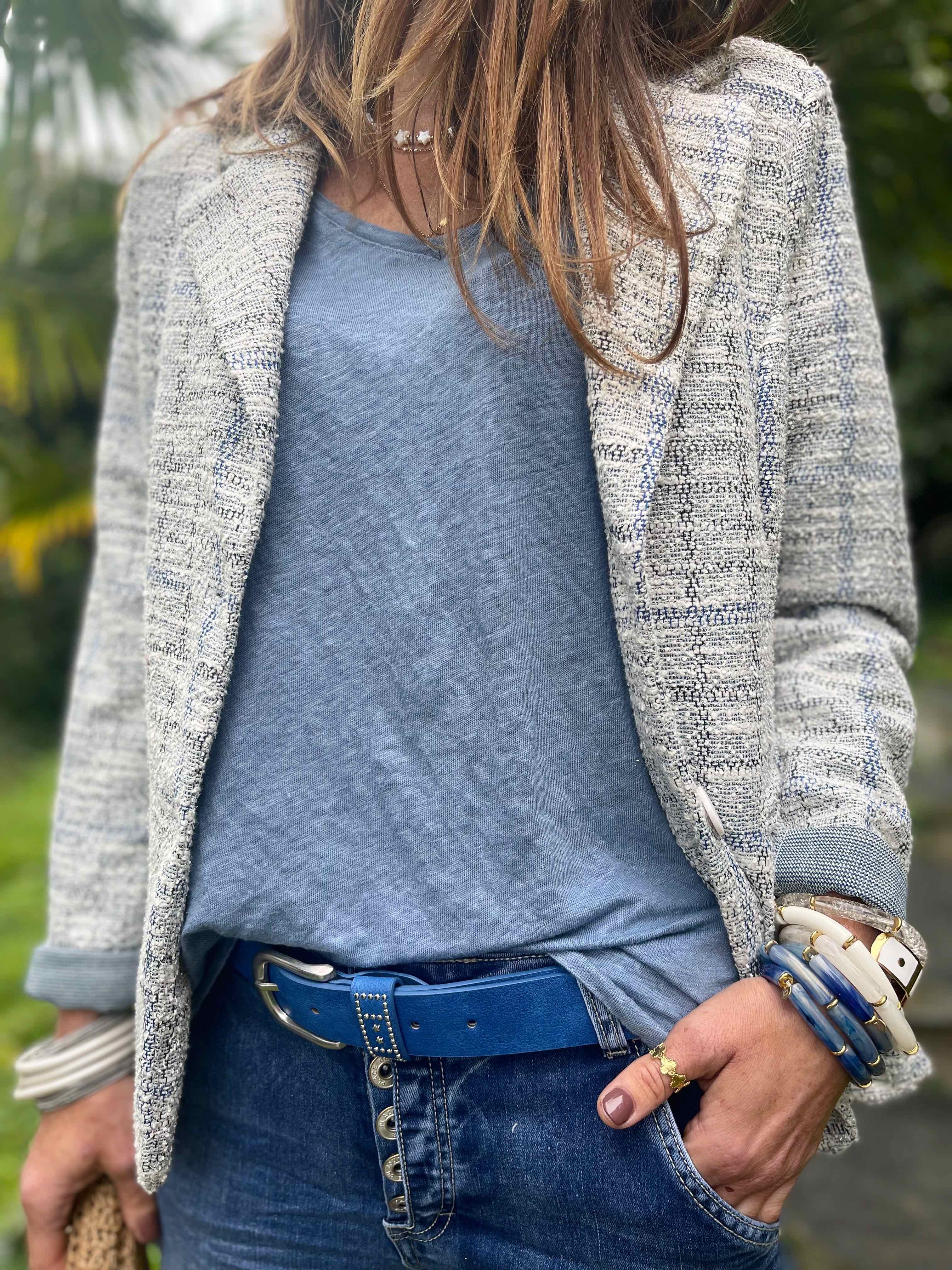 Blazer tweed bleu