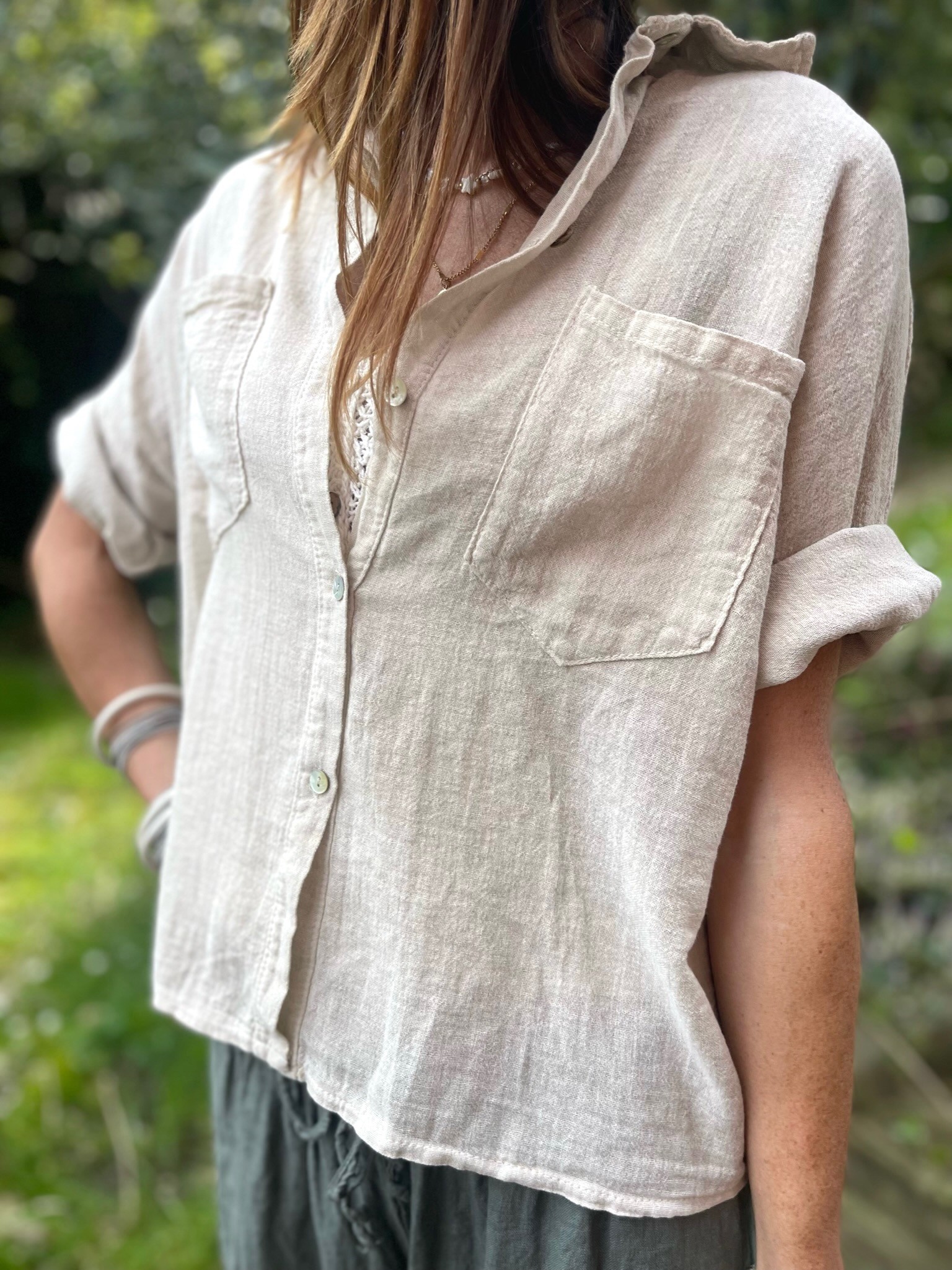 Chemise coton beige