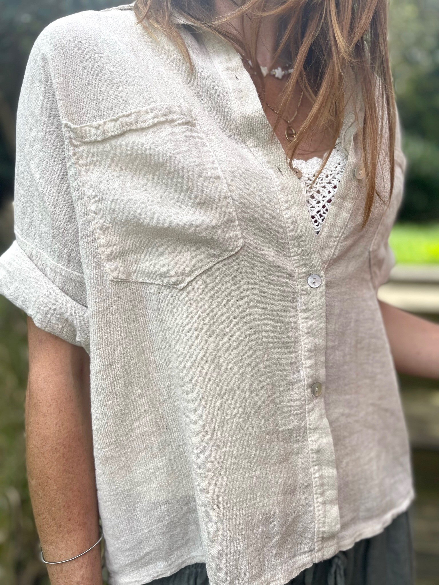 Chemise coton beige