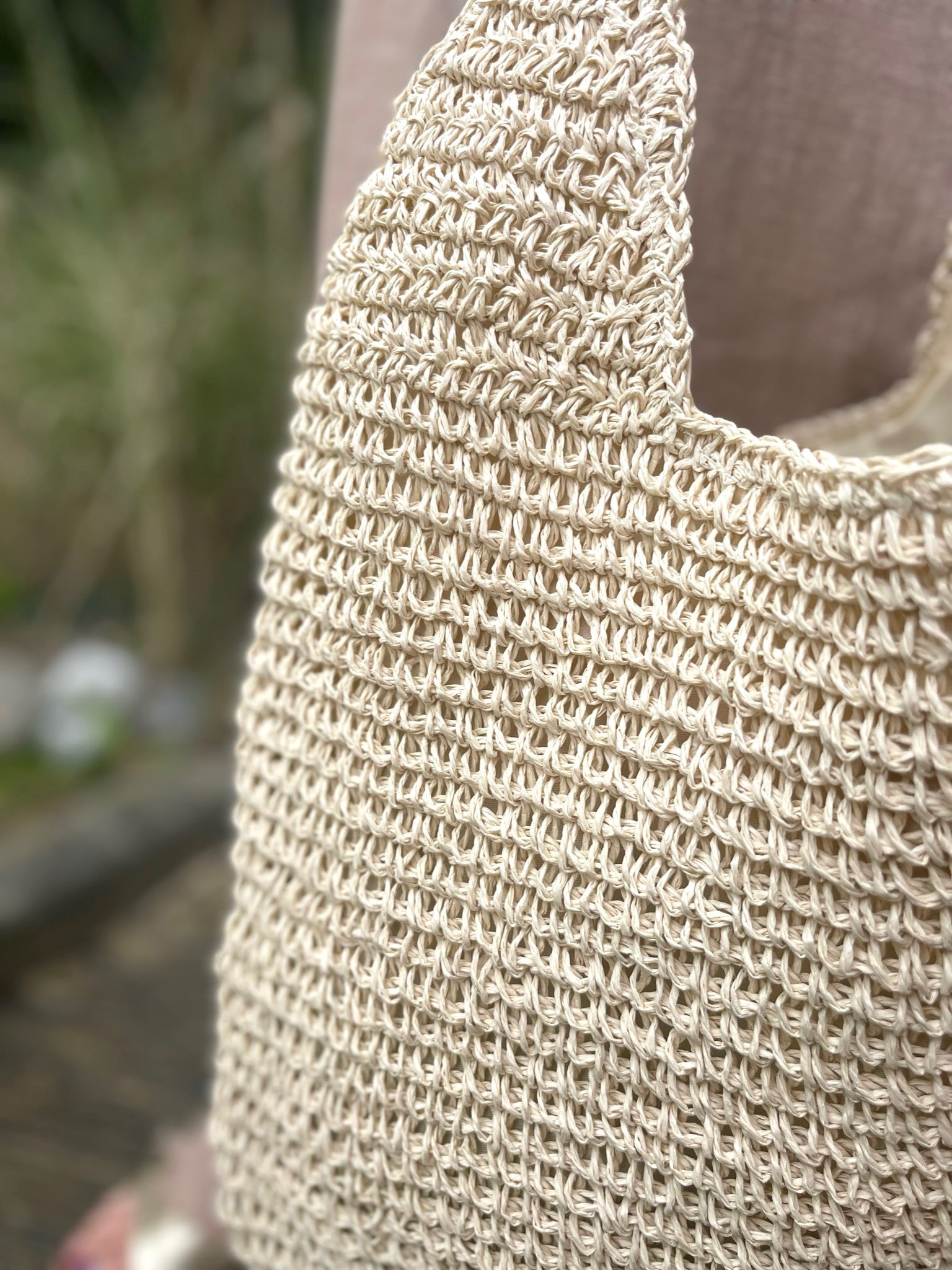 Sac style crochet beige
