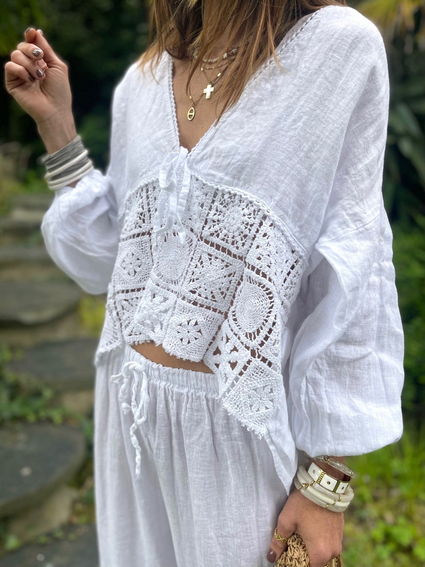 Gilet lin et crochet
