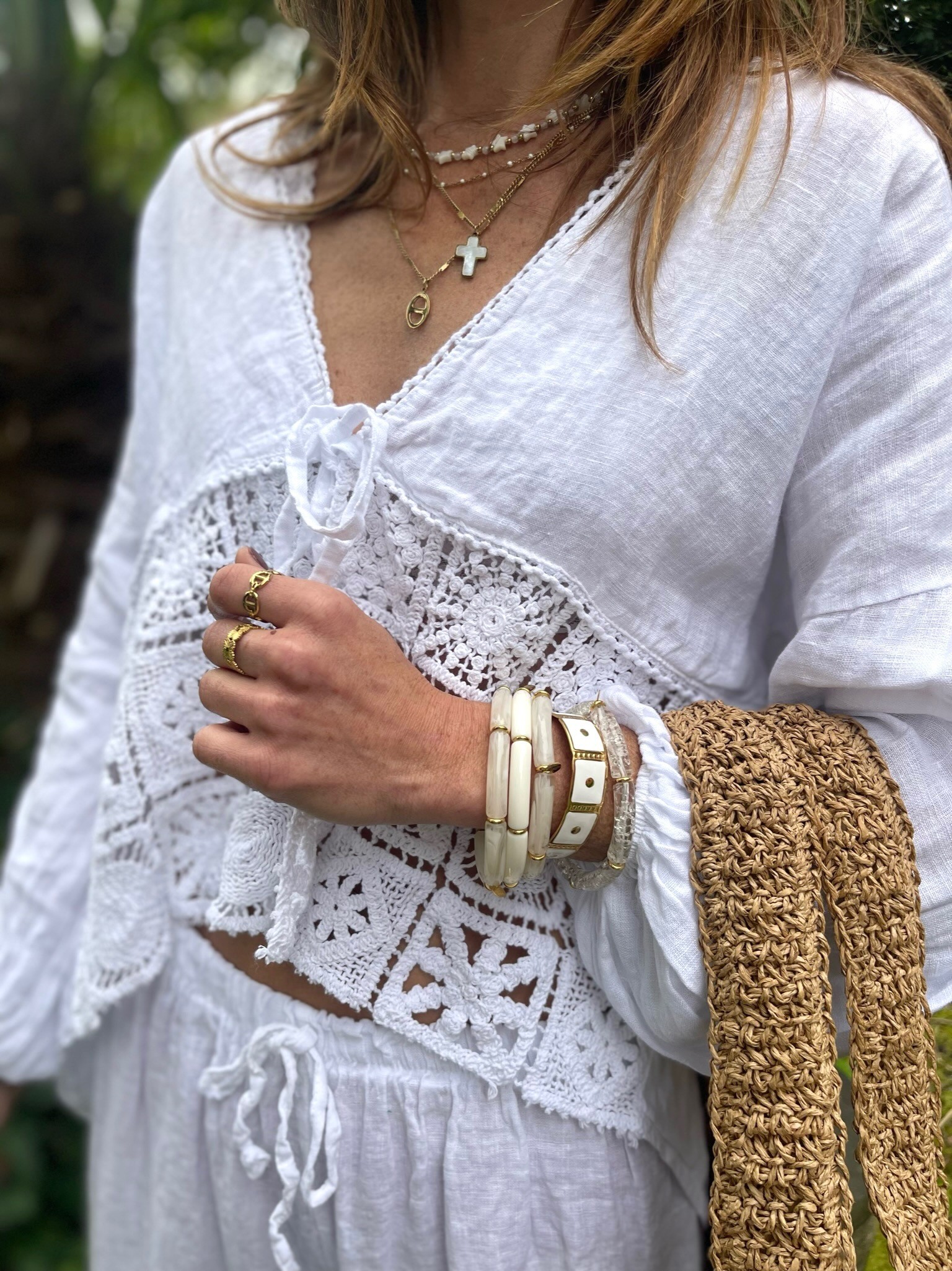 Gilet lin et crochet