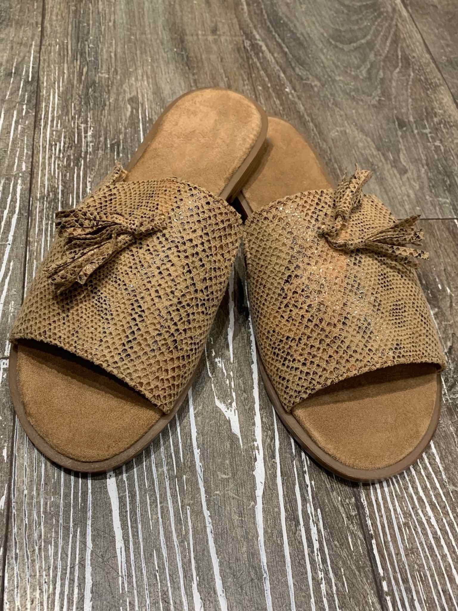 Sandales python camel