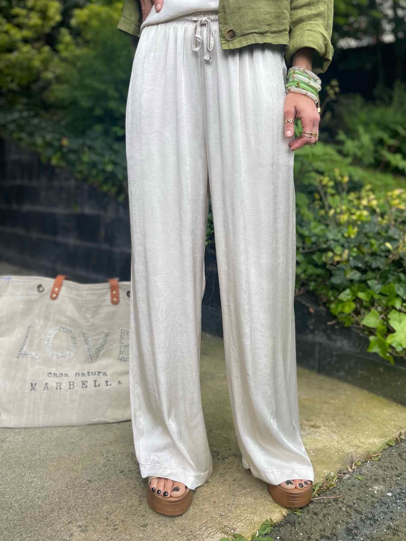 Pantalon satin beige