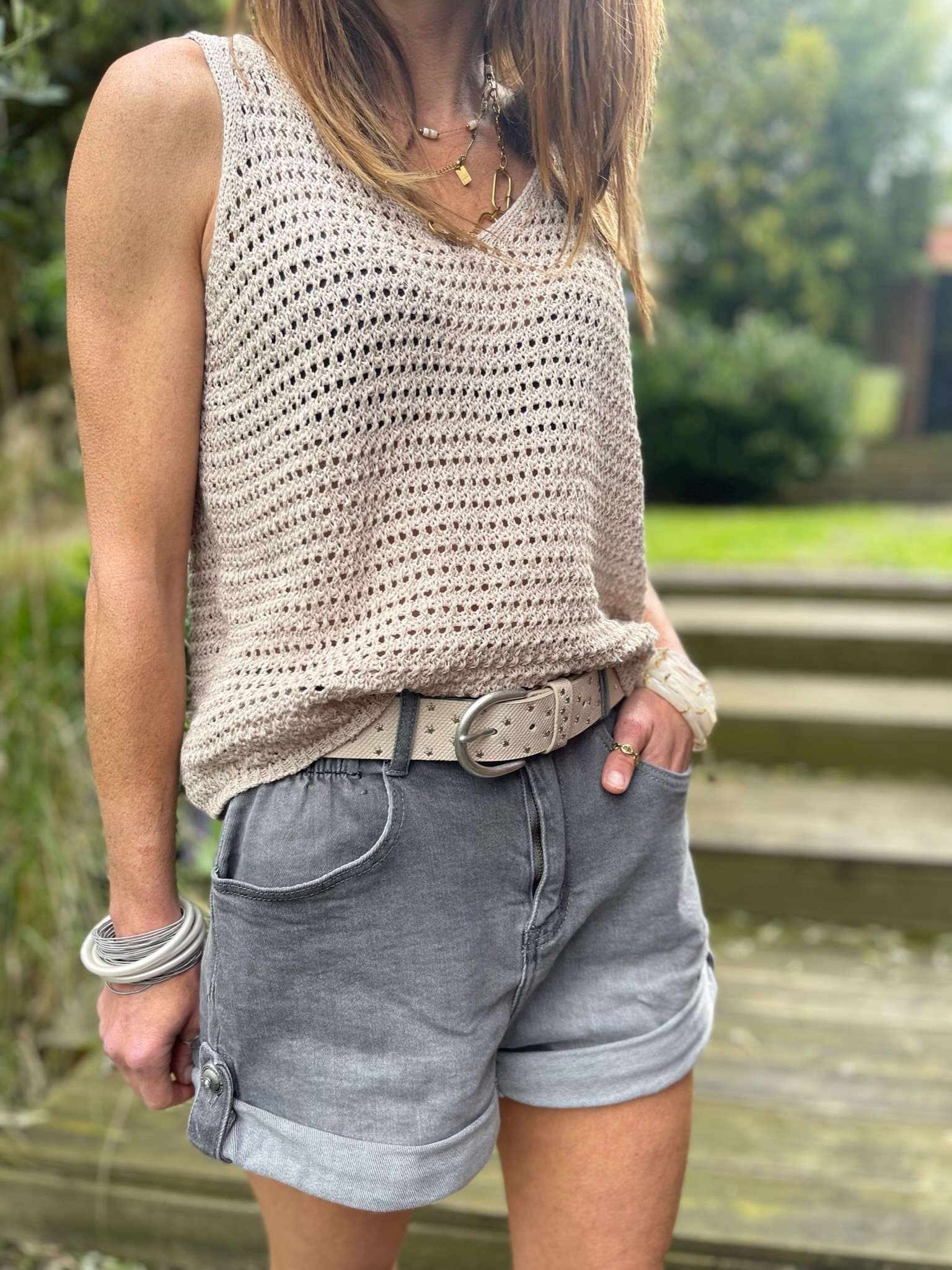 Short jean gris