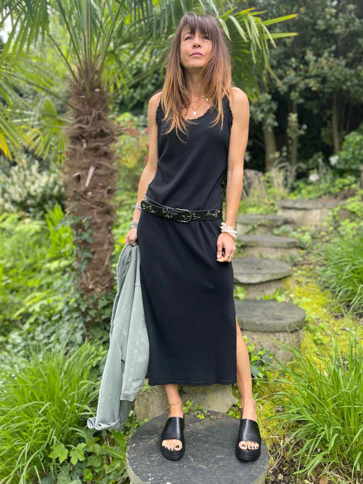 Robe longue coton noire