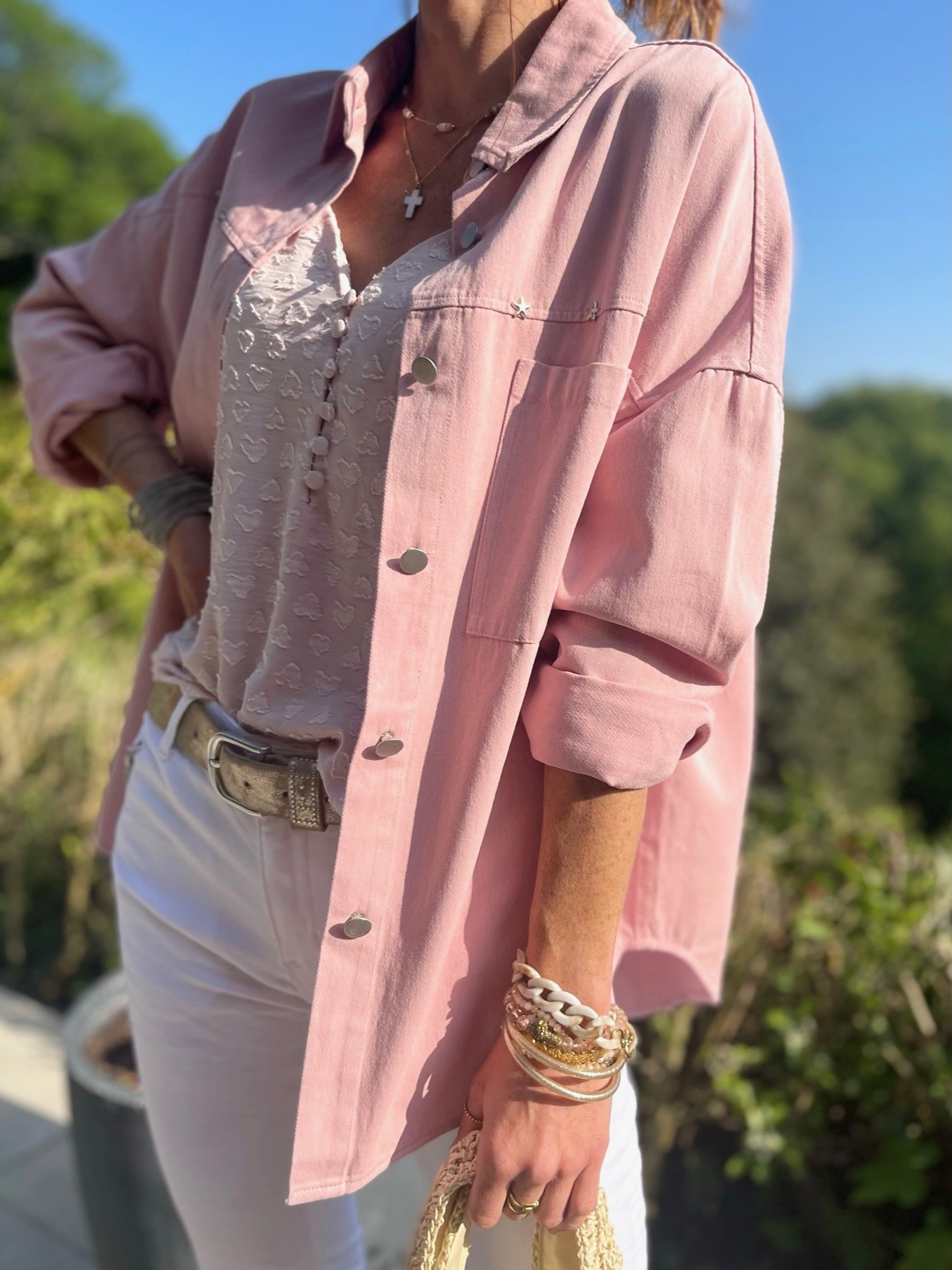 Veste jean rose