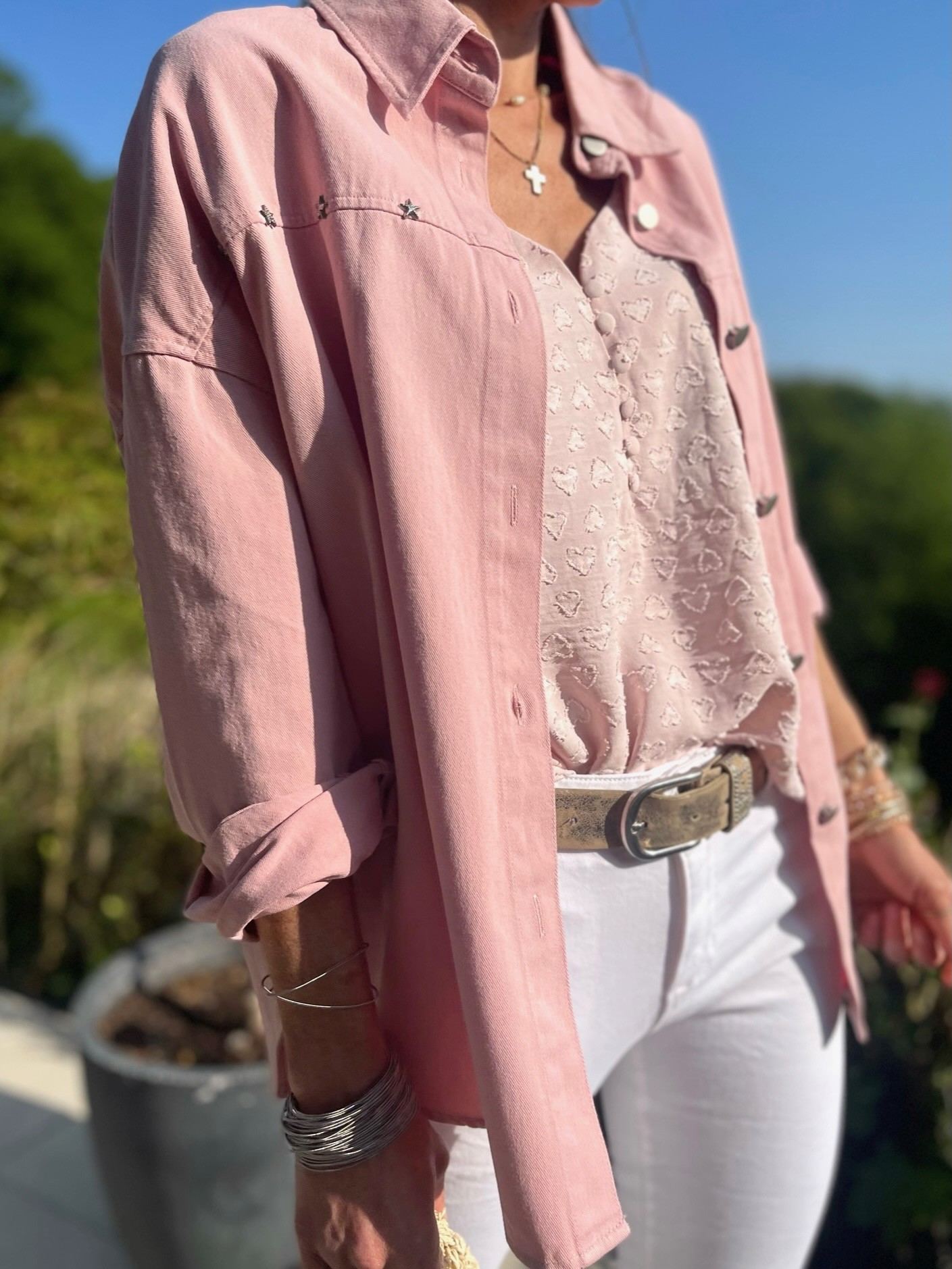 Veste jean rose