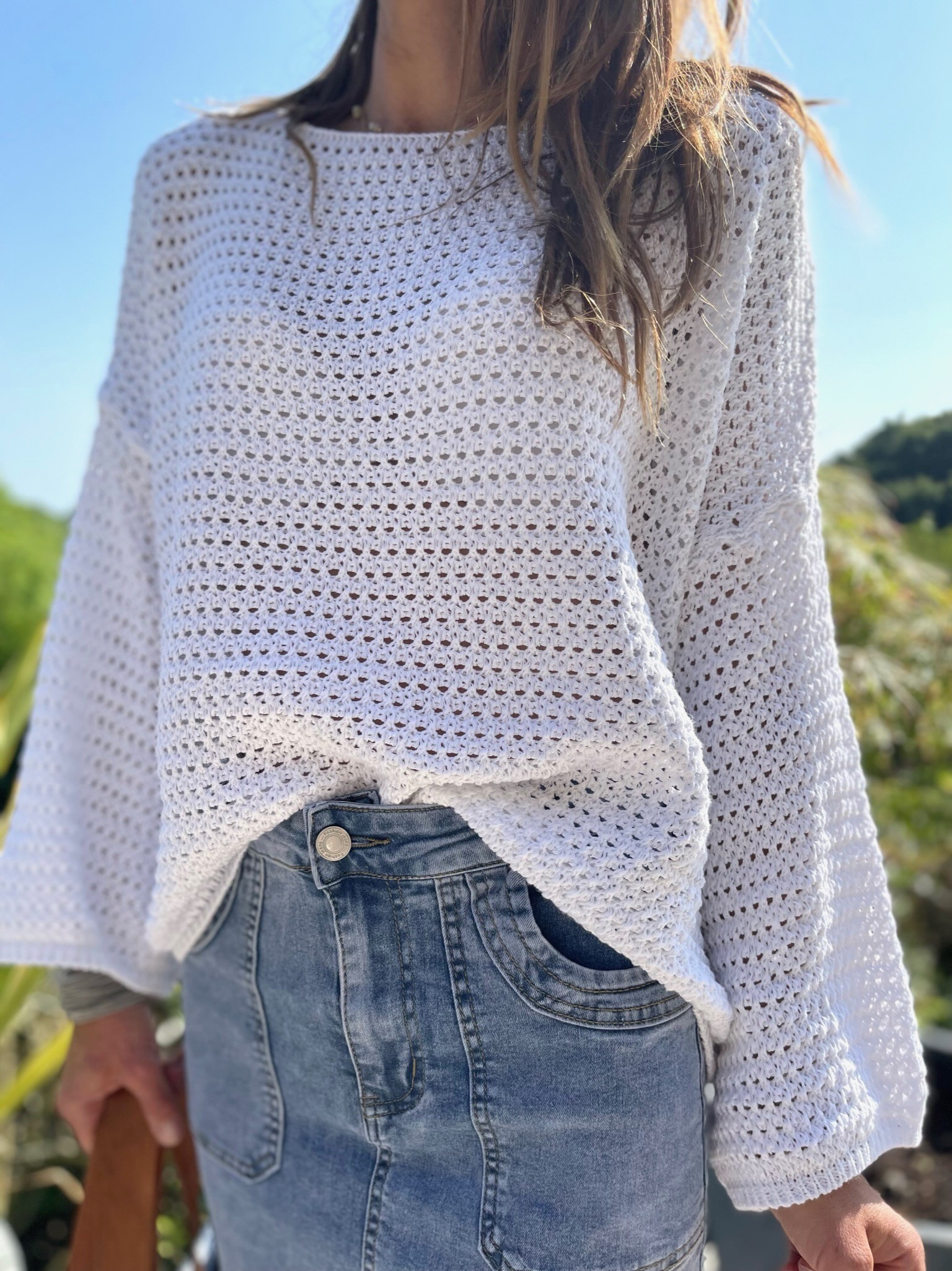 Pull crochet blanc