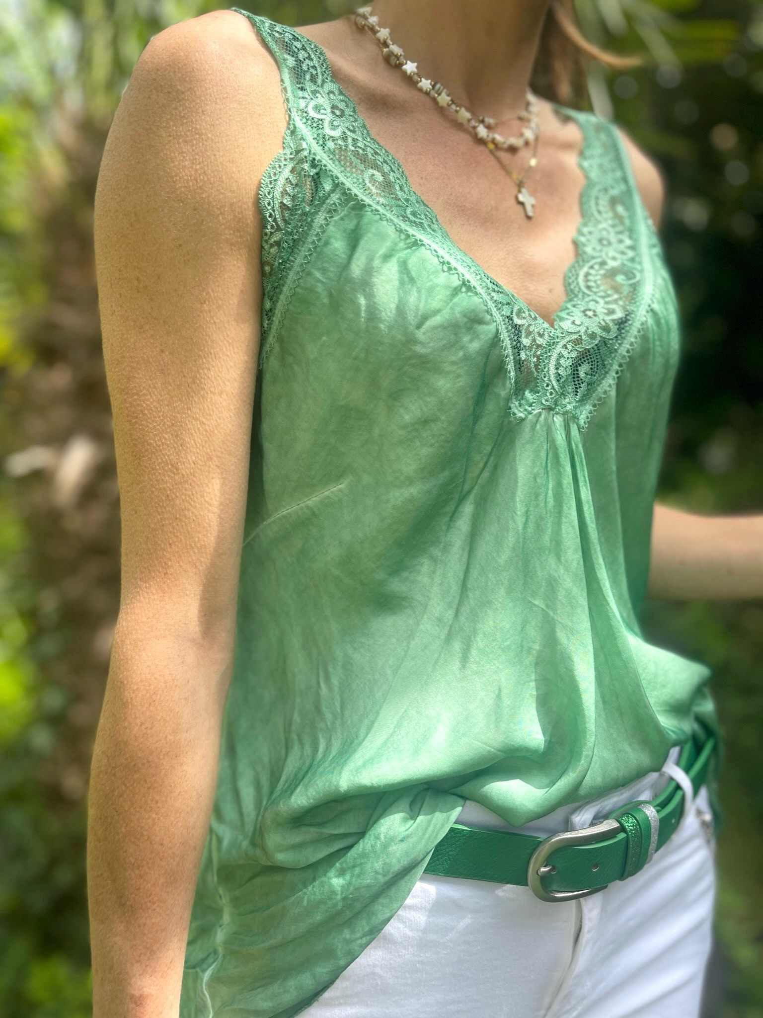 Caraco dentelle vert