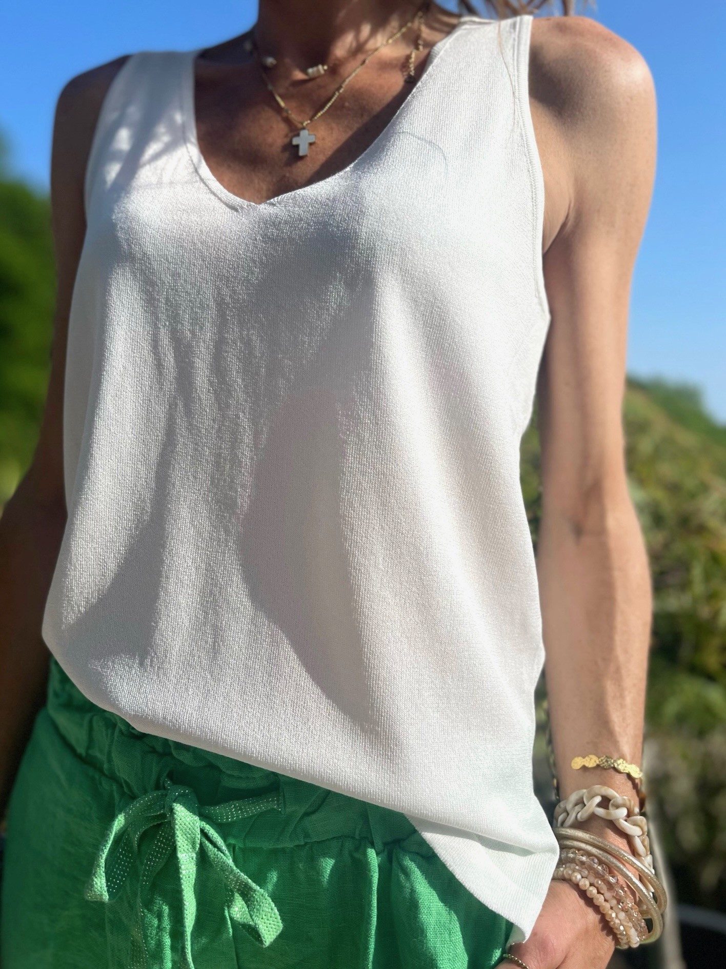 Top soie blanc
