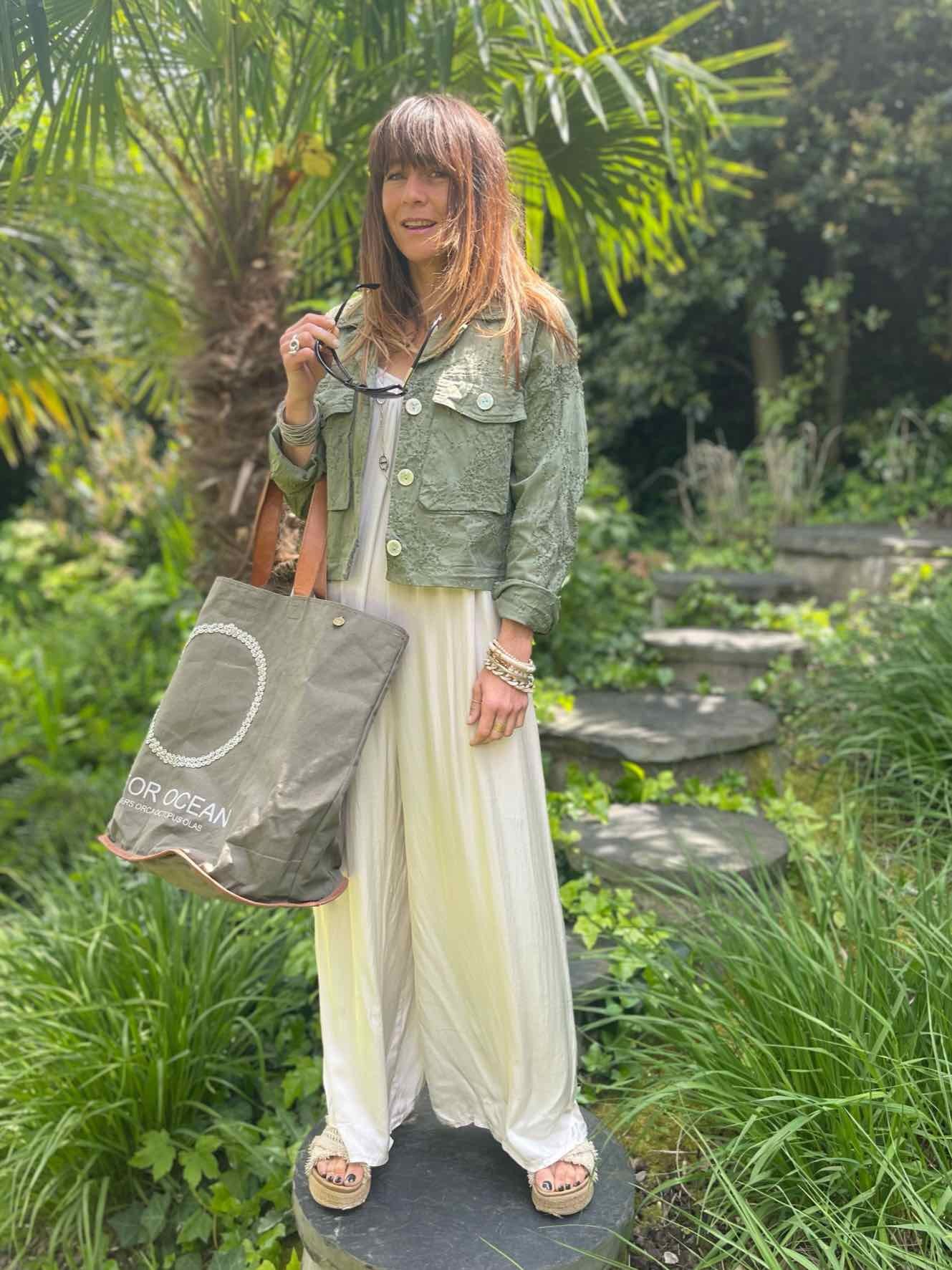 Veste jean courte kaki