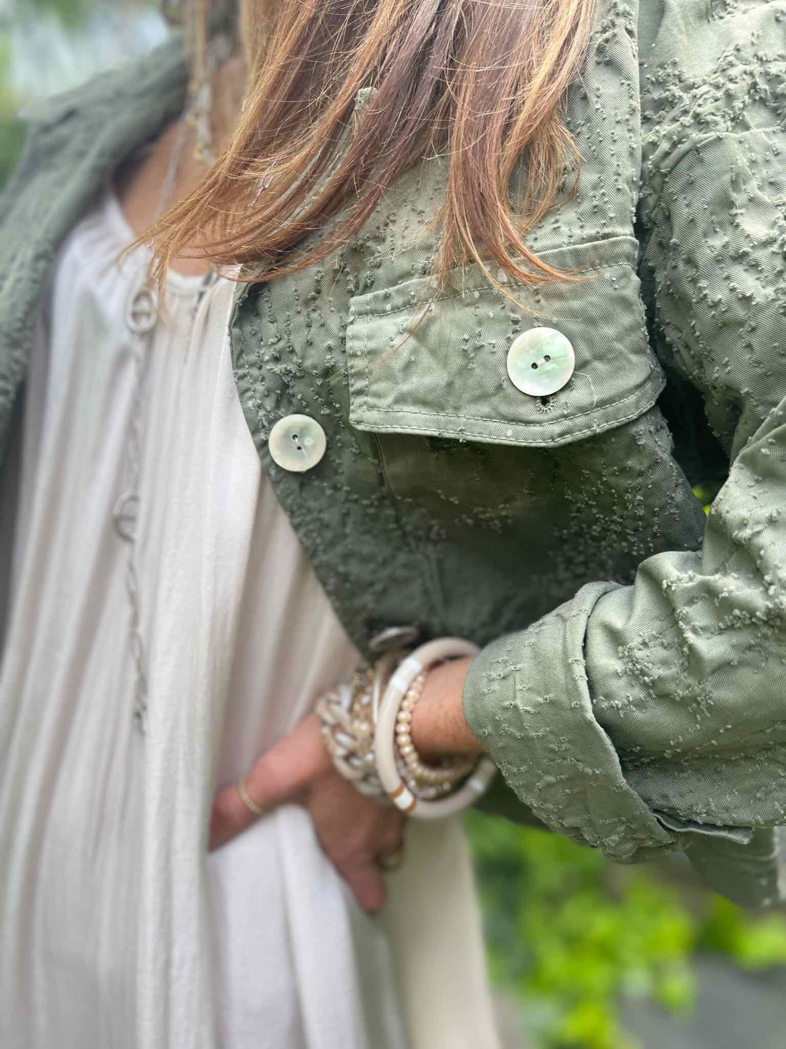 Veste jean courte kaki