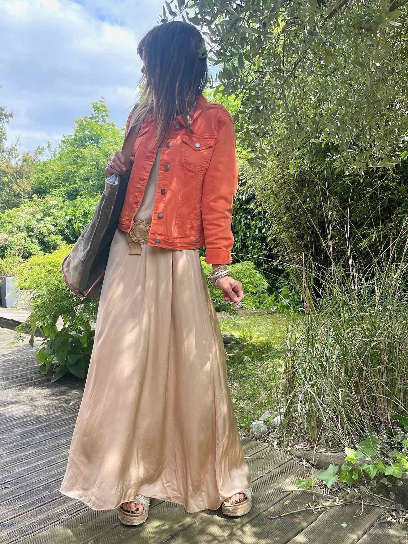 Veste jean orange