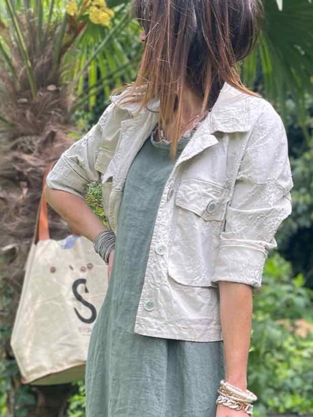 Veste jean courte Beige