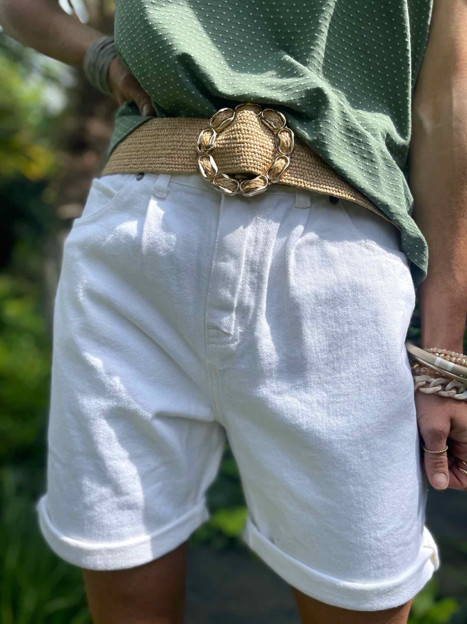 Short jean blanc