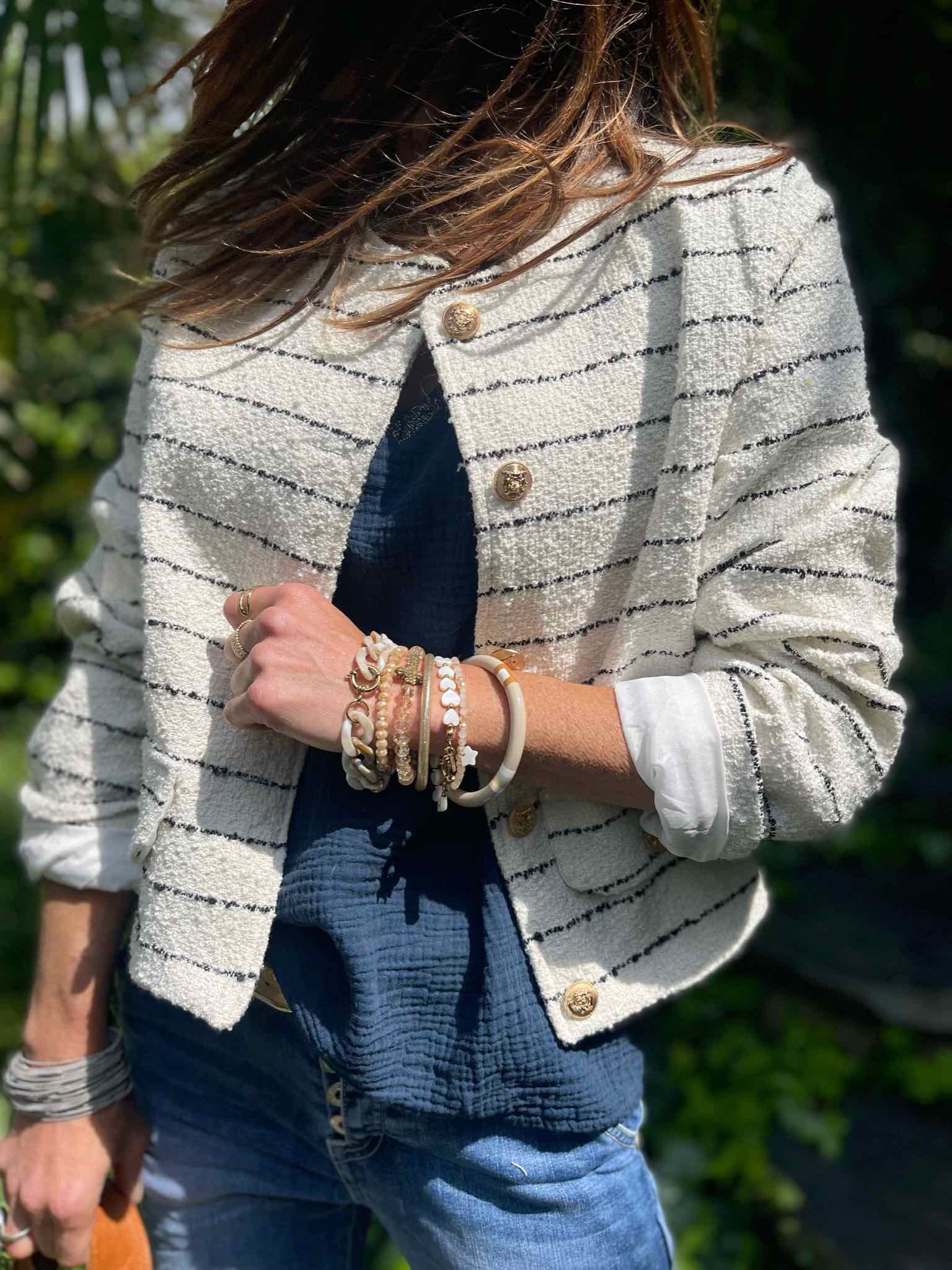 Veste tweed marin courte