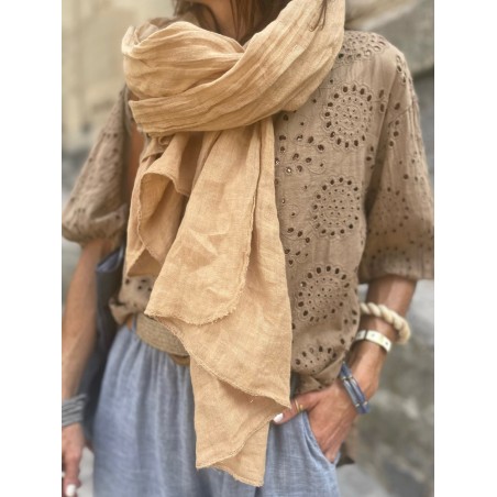 Foulard lin camel