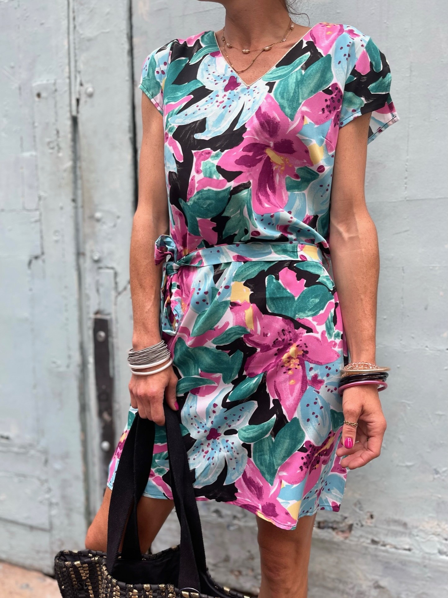Robe droite imprimée flowers