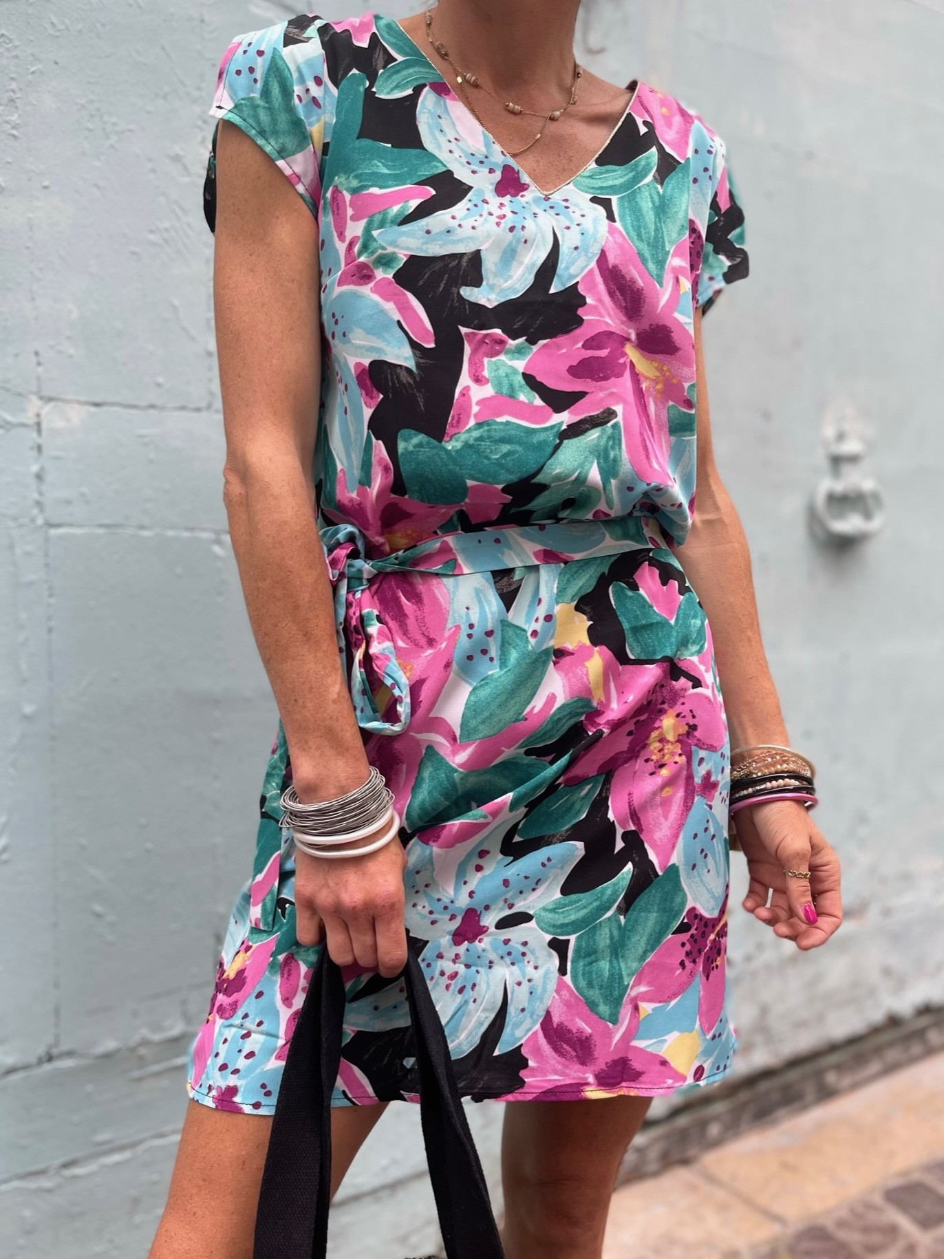Robe droite imprimée flowers