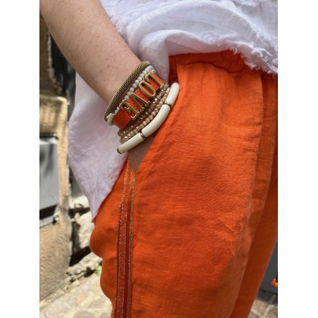 Jogging lin bande orange