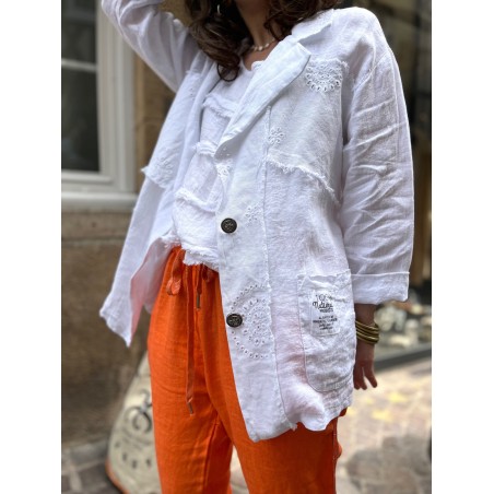 Jogging lin bande orange