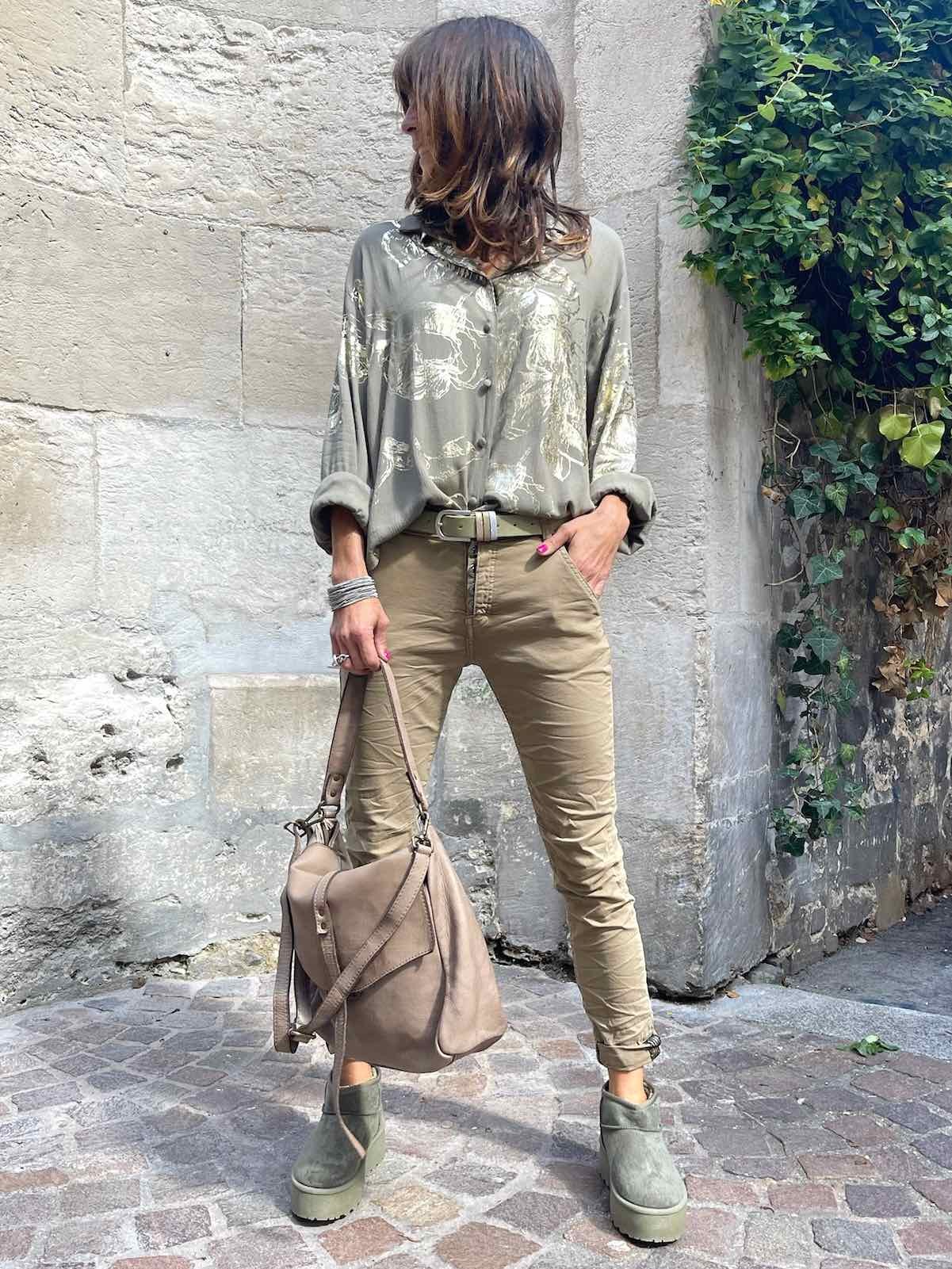 Jean revers camel