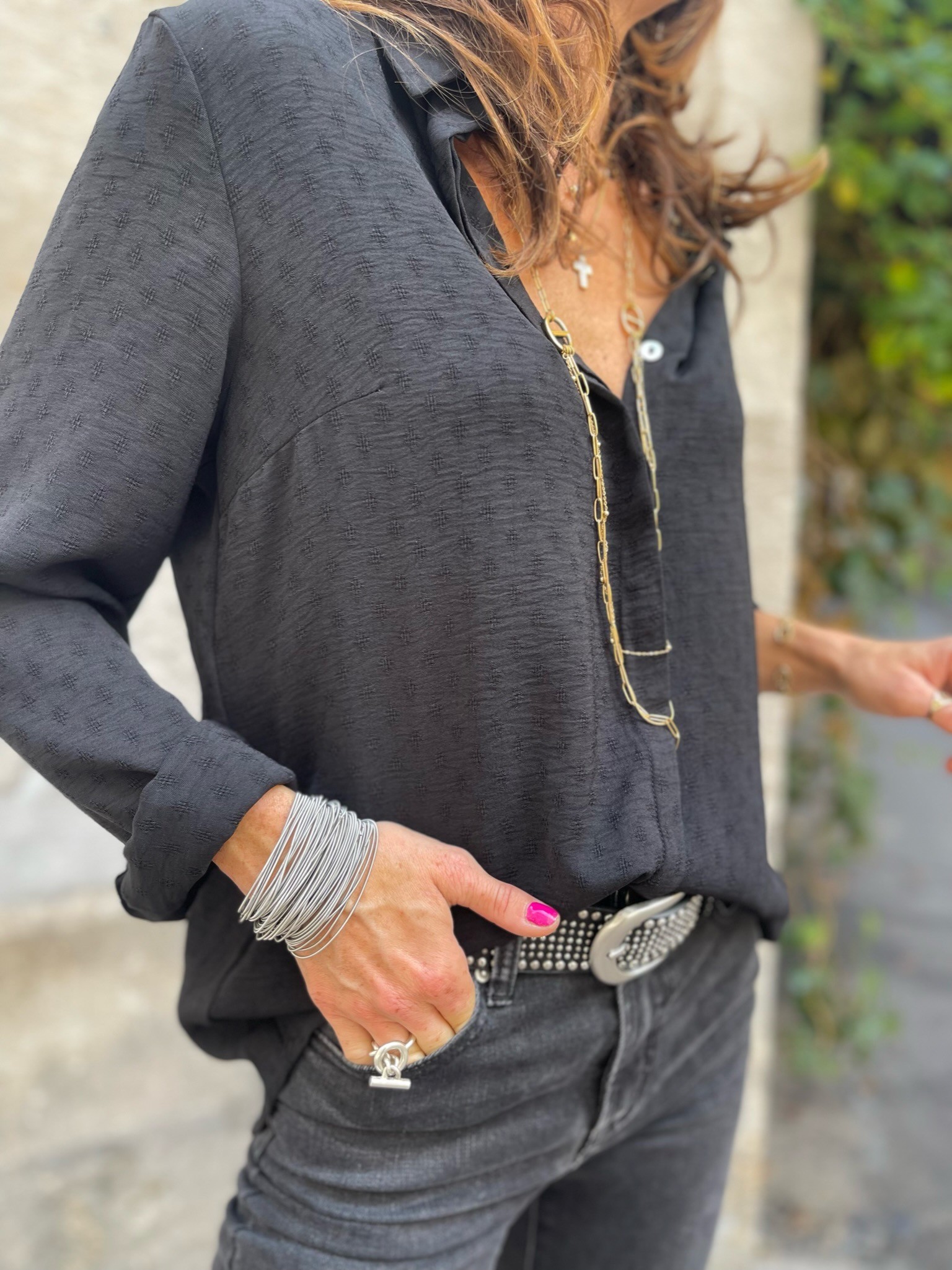 Chemise poinçonnée noire